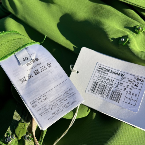 Valentino Dress NWT Onesleeve Scalloped Silk Crepe Gown Green Size 40 US 4 Small - Picture 5 of 9